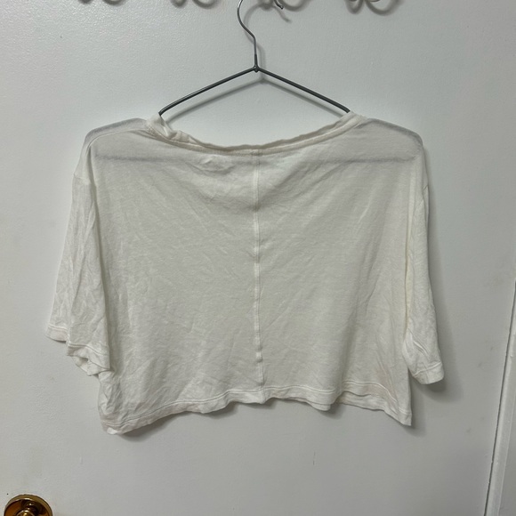 Aritzia Babaton Foundation Cropped Crew T-Shirt in white linen size XS worn once - Picture 2 of 4
